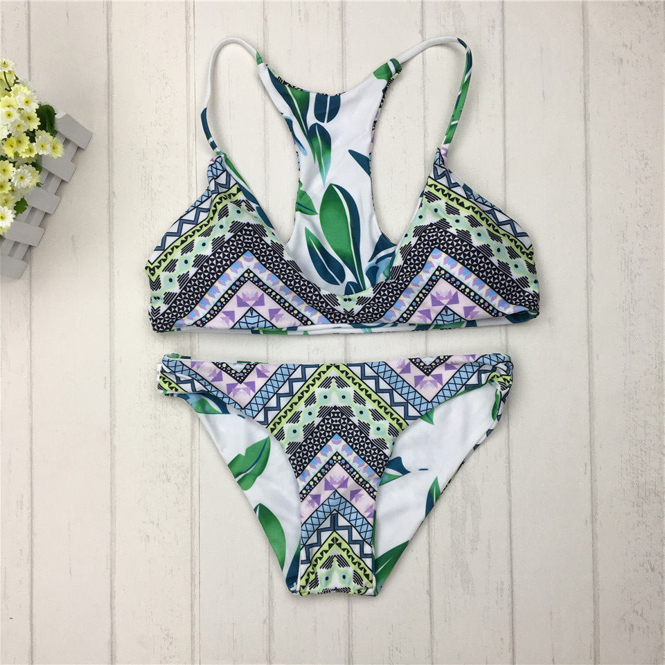 Brazilian Double-sided printing Halter Swimwear
