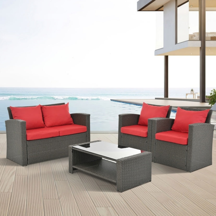 Red Outdoor Patio Set