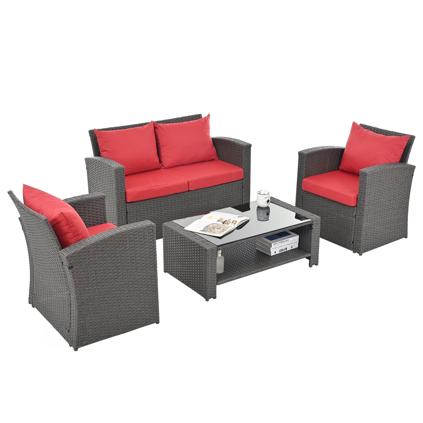 Red Outdoor Patio Set