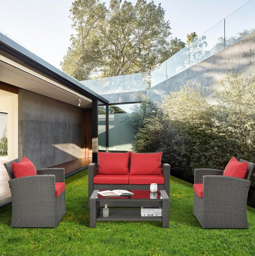 Red Outdoor Patio Set