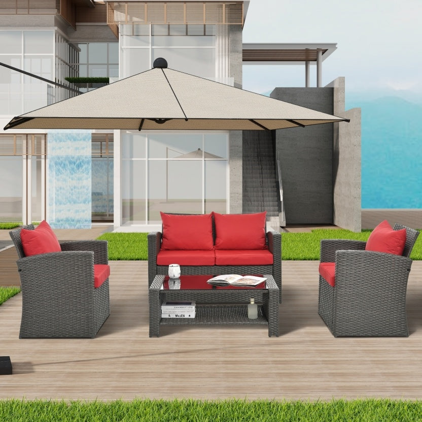 Red Outdoor Patio Set