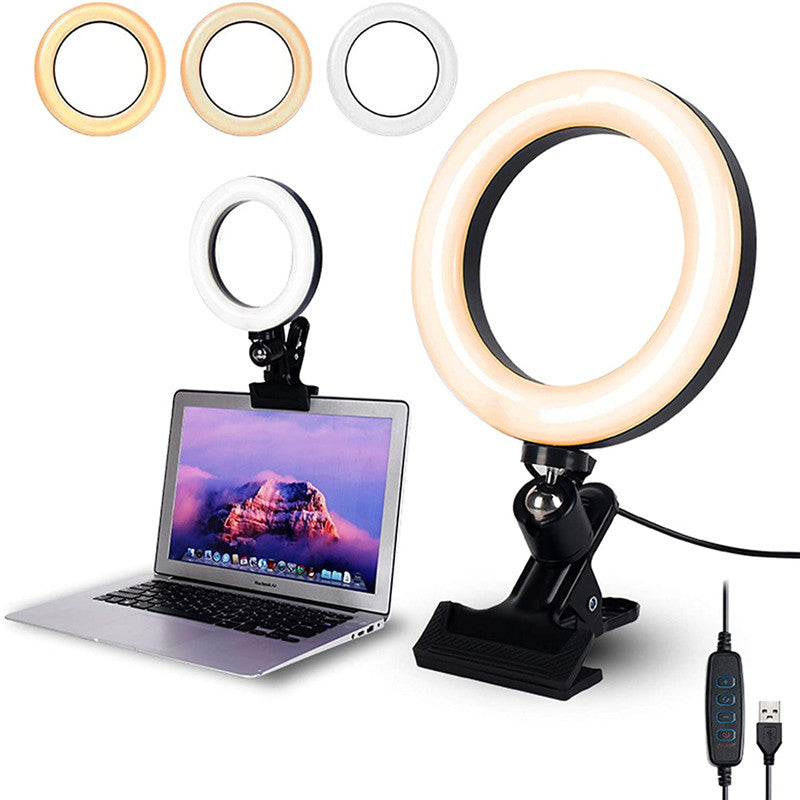 Straight Desktop Clip Live Broadcast Computer Camera Ring Light