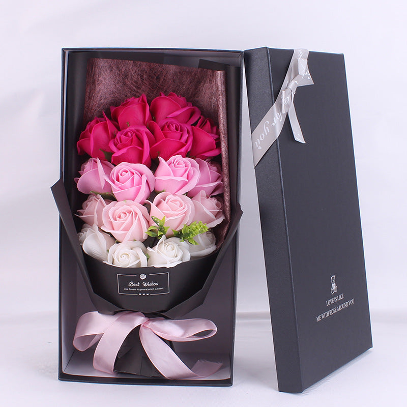 Birthday Gift Bundle Gift Box Creative Mother's Day Cross-border Gift Soap 18 Bouquet Soap Rose Flower