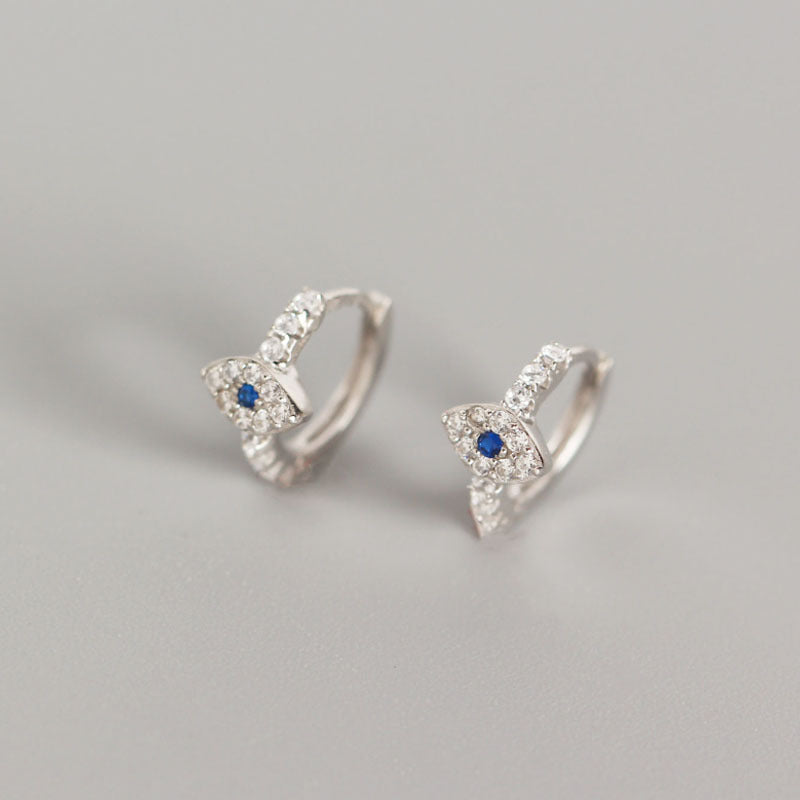 Women's Blue Evil Eyes 925 Silver Earrings
