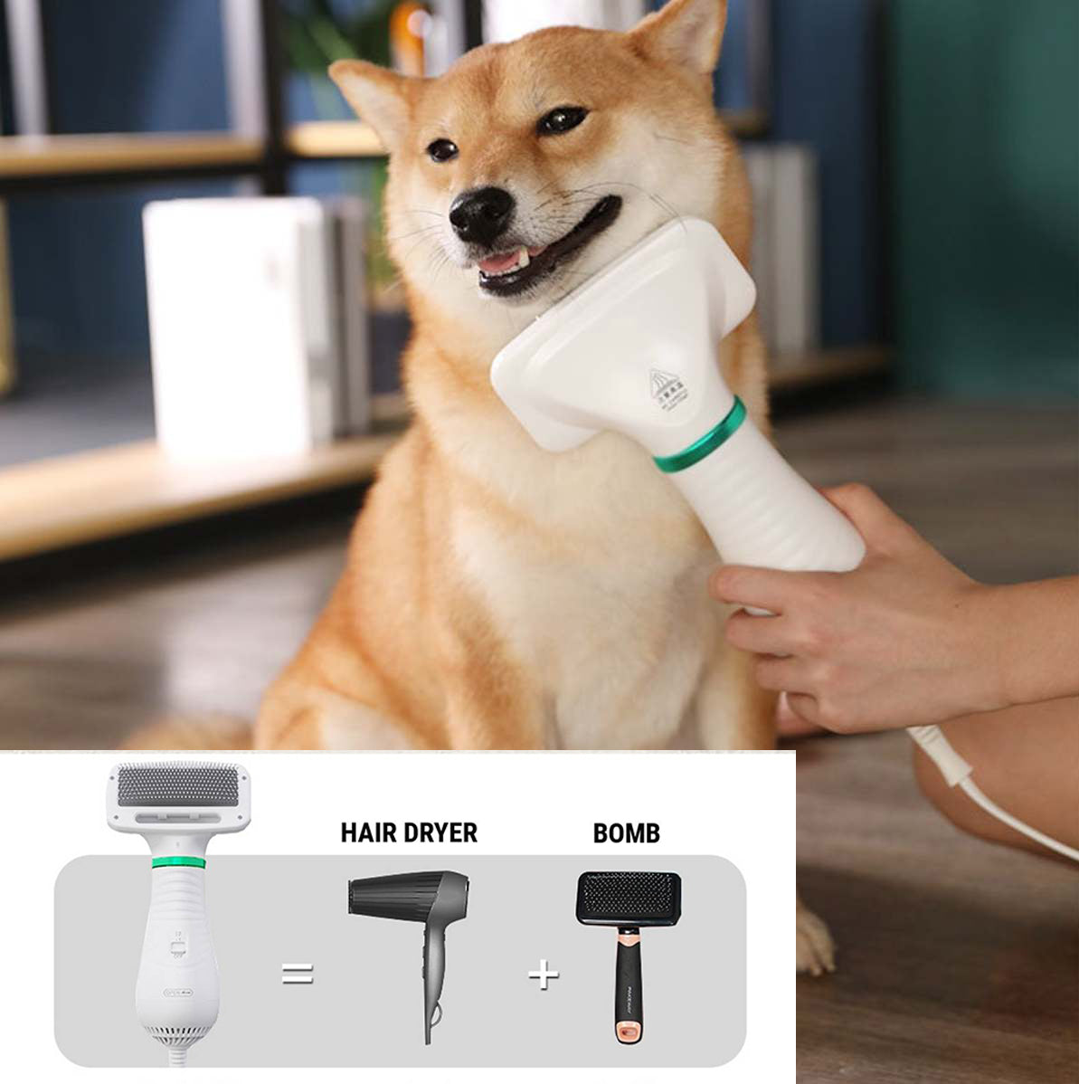 2 in 1 Pet Drying Brush / Hair Dryer Comb