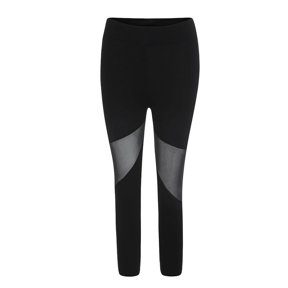 Sports Yoga Mesh Stitching Capri Pants