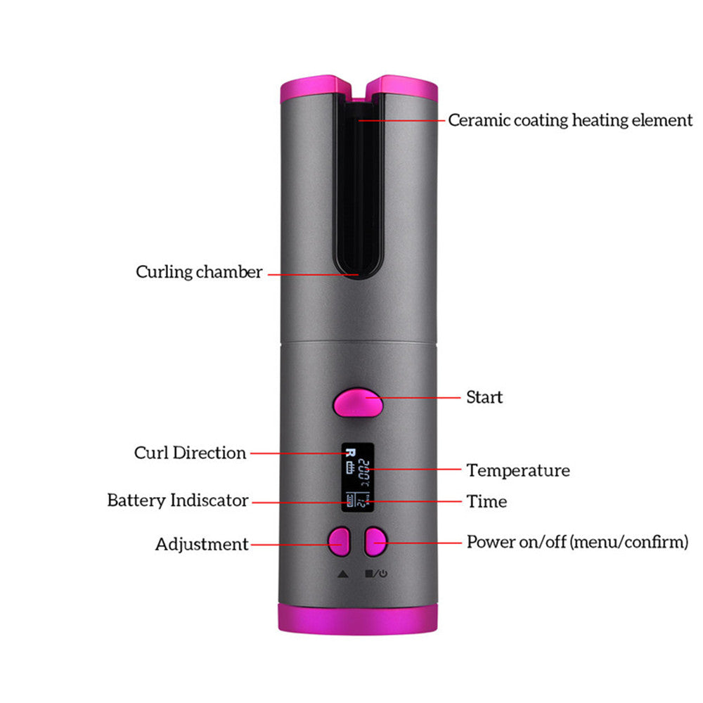 Automatic Hair Curler Curling Iron Wireless Ceramic