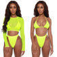 3 Piece Neon High Cut Bathing Suit