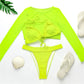 3 Piece Neon High Cut Bathing Suit