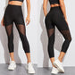 Sports Yoga Mesh Stitching Capri Pants
